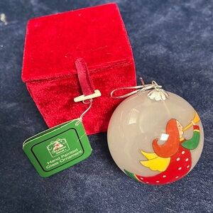 Hand Painted Glass Christmas Ornament with Box